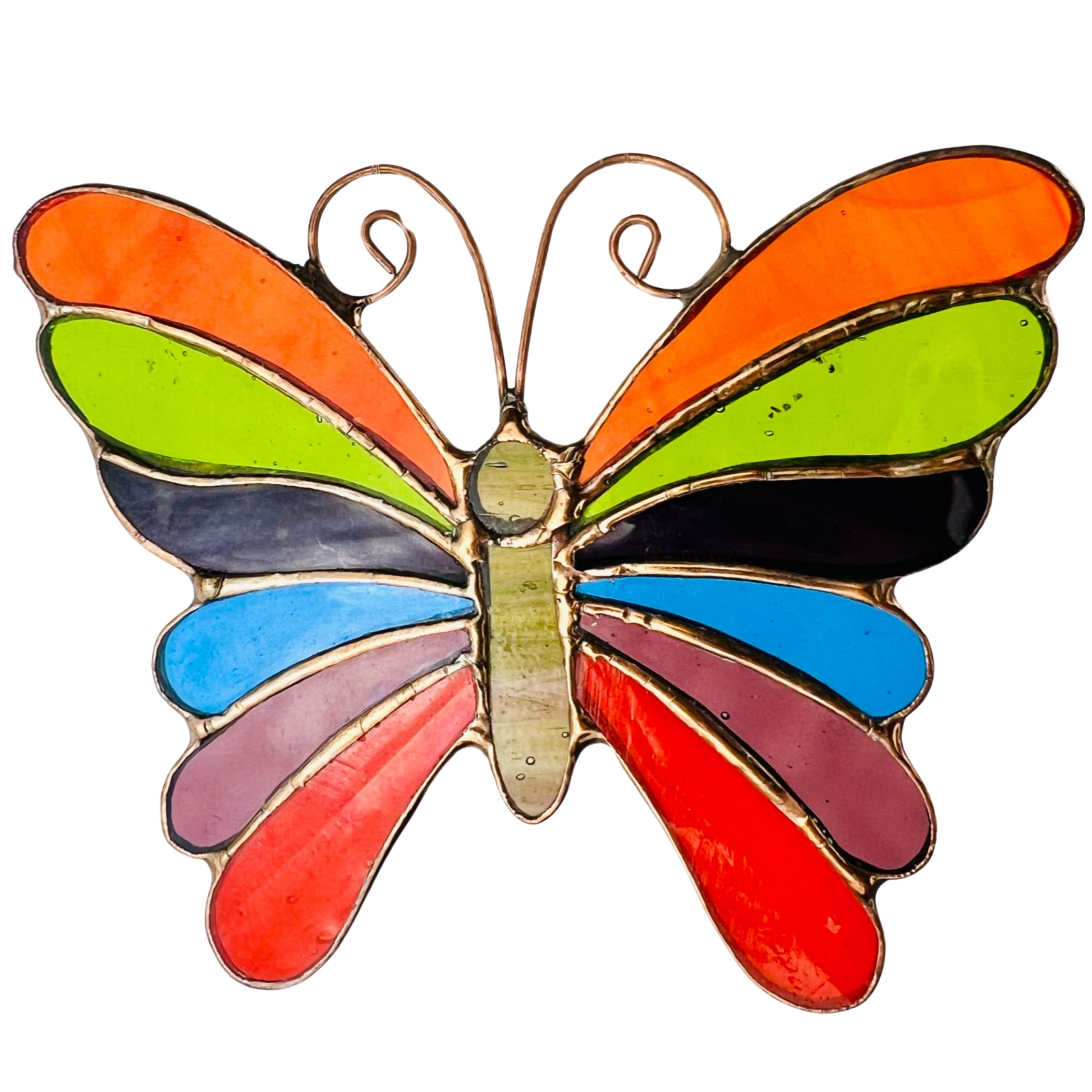 Vitráž ozdoba Motýl dekorace pěkná výzdoba nápad na dárek umělecký