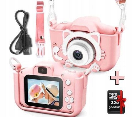 

Aparat fotograficzny dla dzieci Różowy +karta 32GB