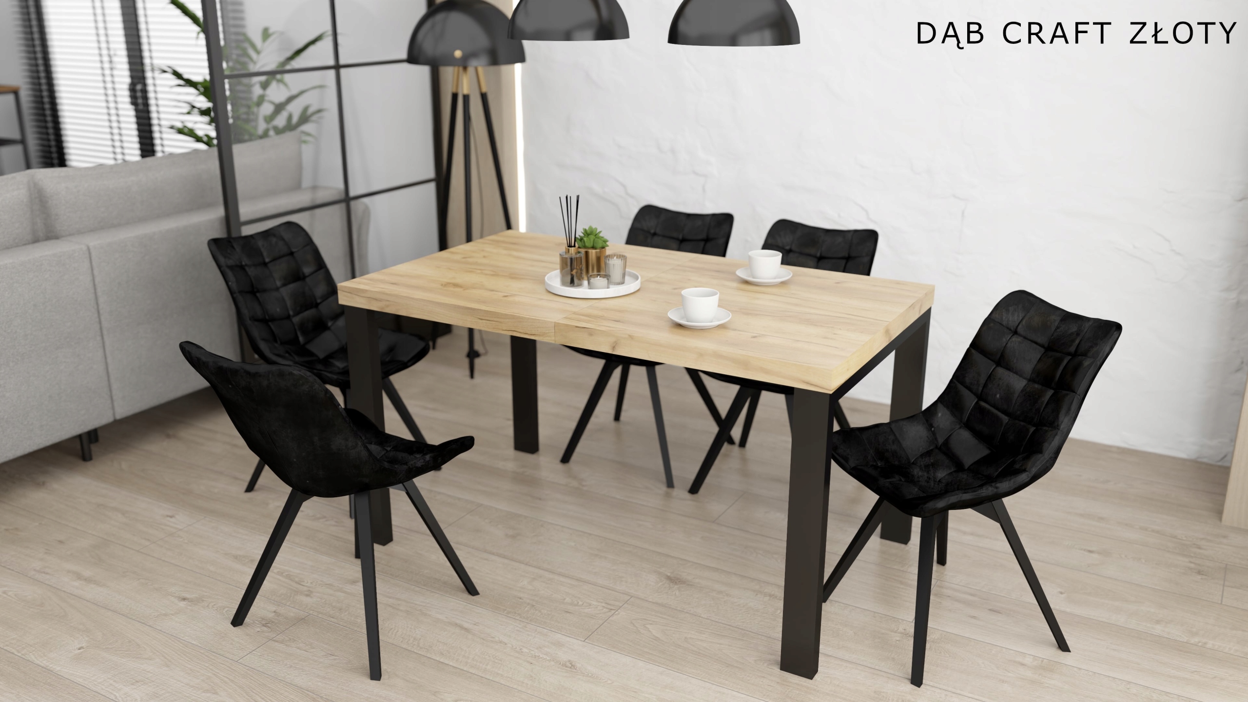 Stół Prostokątny LOFT METALOWE NOGI 140x80x240 cm rozkładany na 10-12 osób! Głębokość mebla 140 cm