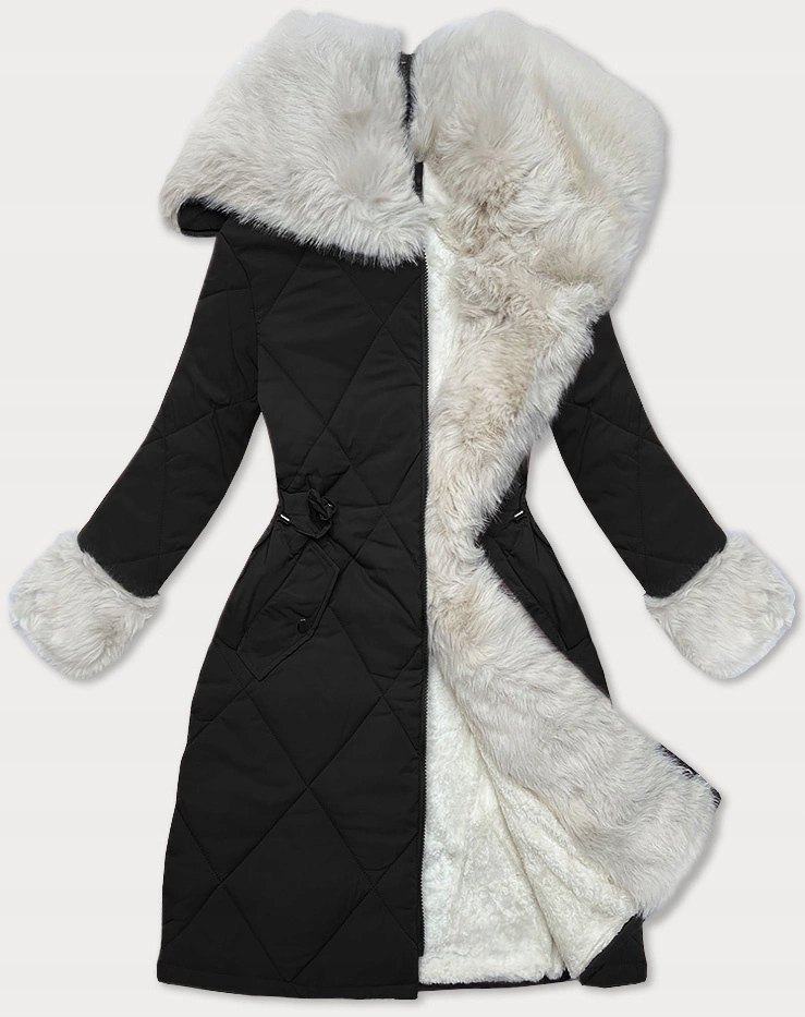 Zimní Prošívaná Bunda WM202308 Černá/béžová XL (42)