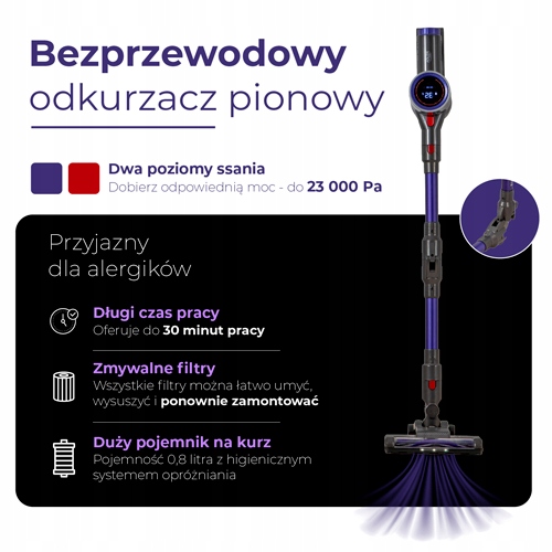 Bezprzewodowy Odkurzacz Pionowy AD 7061 PRO dla Alergików HEPA 13