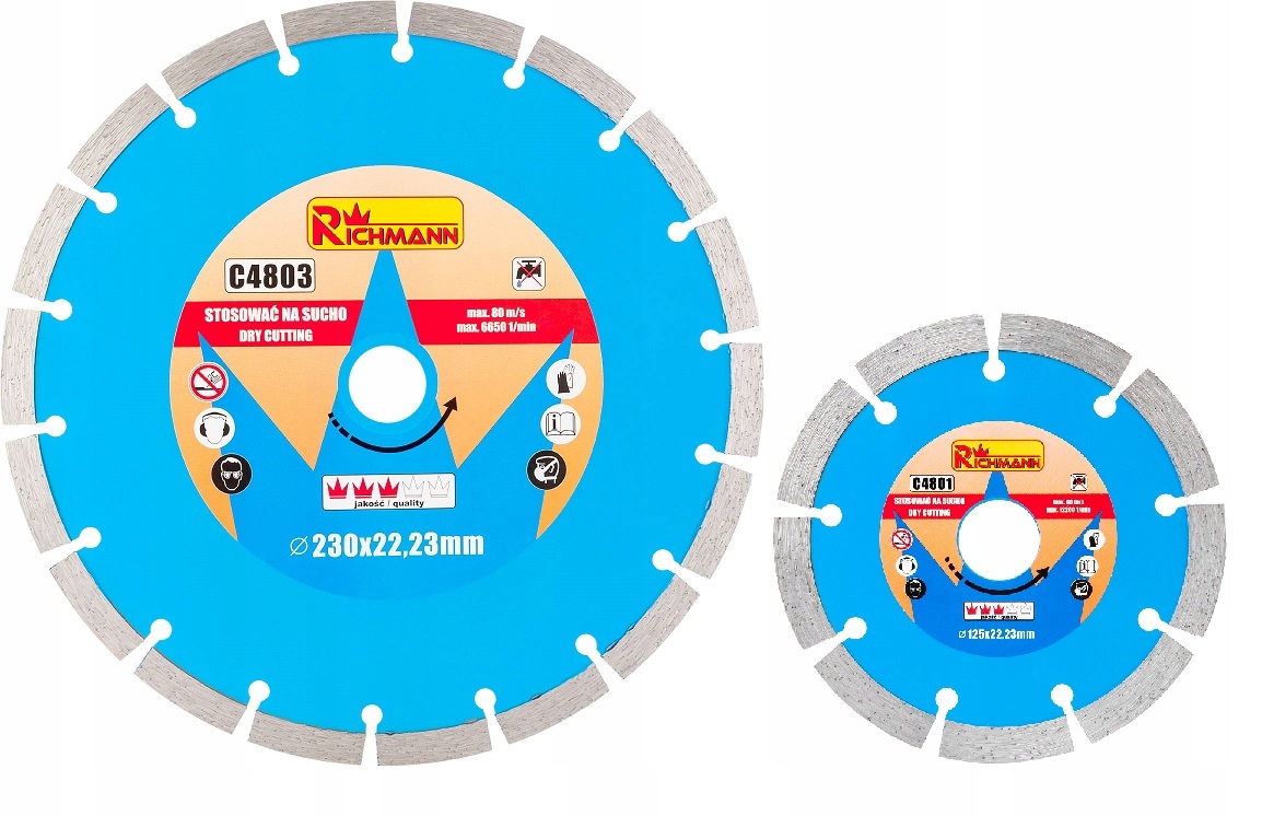 Zestaw tarcz diamentowych segmentowych do betonu 125MM 230MM RICHMANN