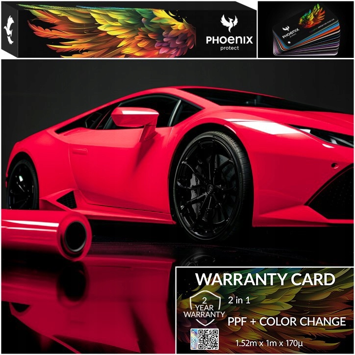 Kolorowa Folia PPF Phoenix Protect Zmiana Koloru Auta Strawberry Red