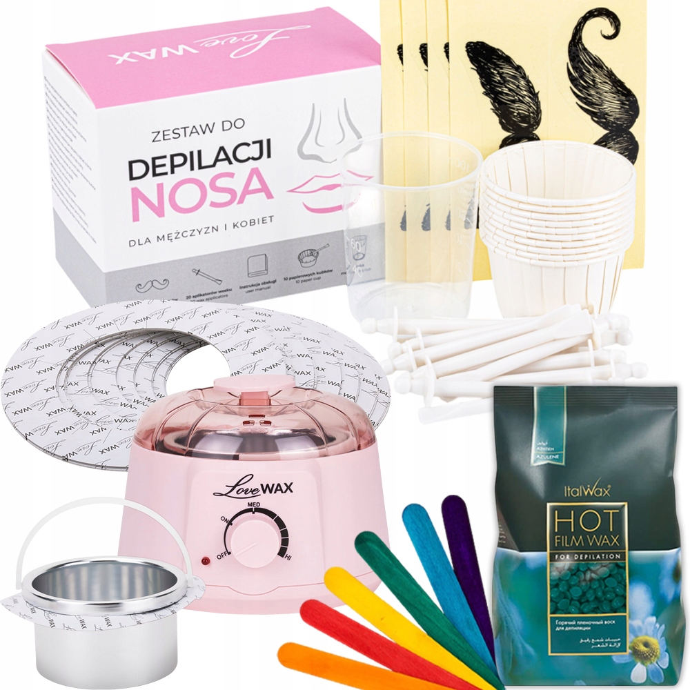 Sada na depilaci nosu ohřívač kroužky špachtle Vosk