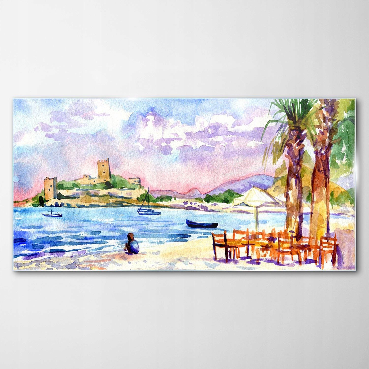 

Obraz na Szkle Dekor Akwarele Plaża Sztuka 120x60