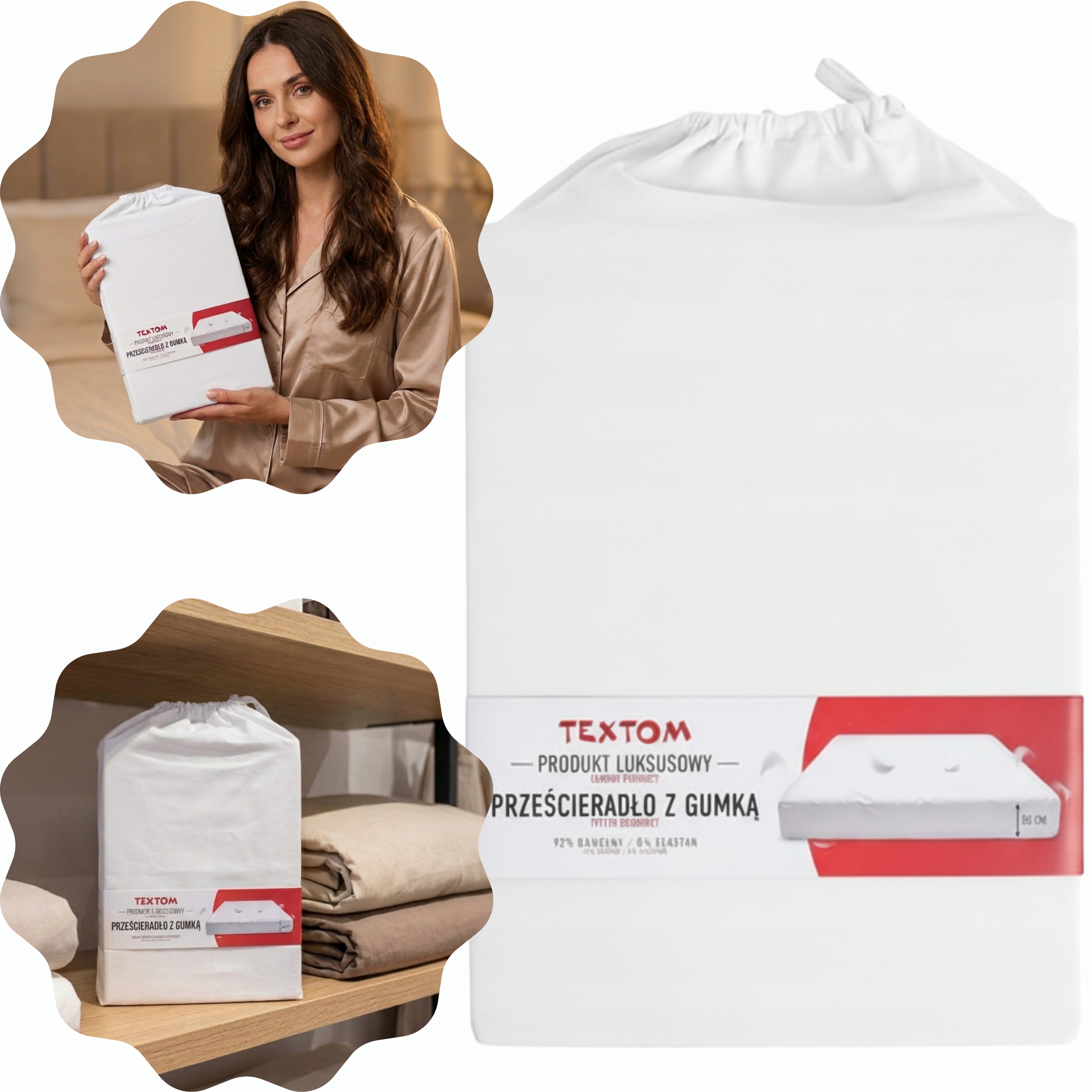 Prostěradlo Elastan Bavlna 160 x 200 cm Gumička Bílá Solidní Provedení