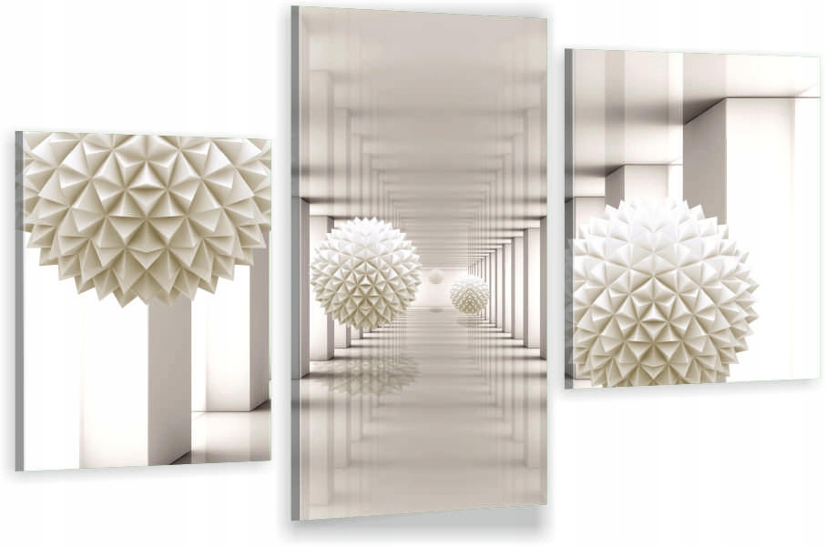 

Tryptyk Obraz Na Ścianę kule tunel loft 3d