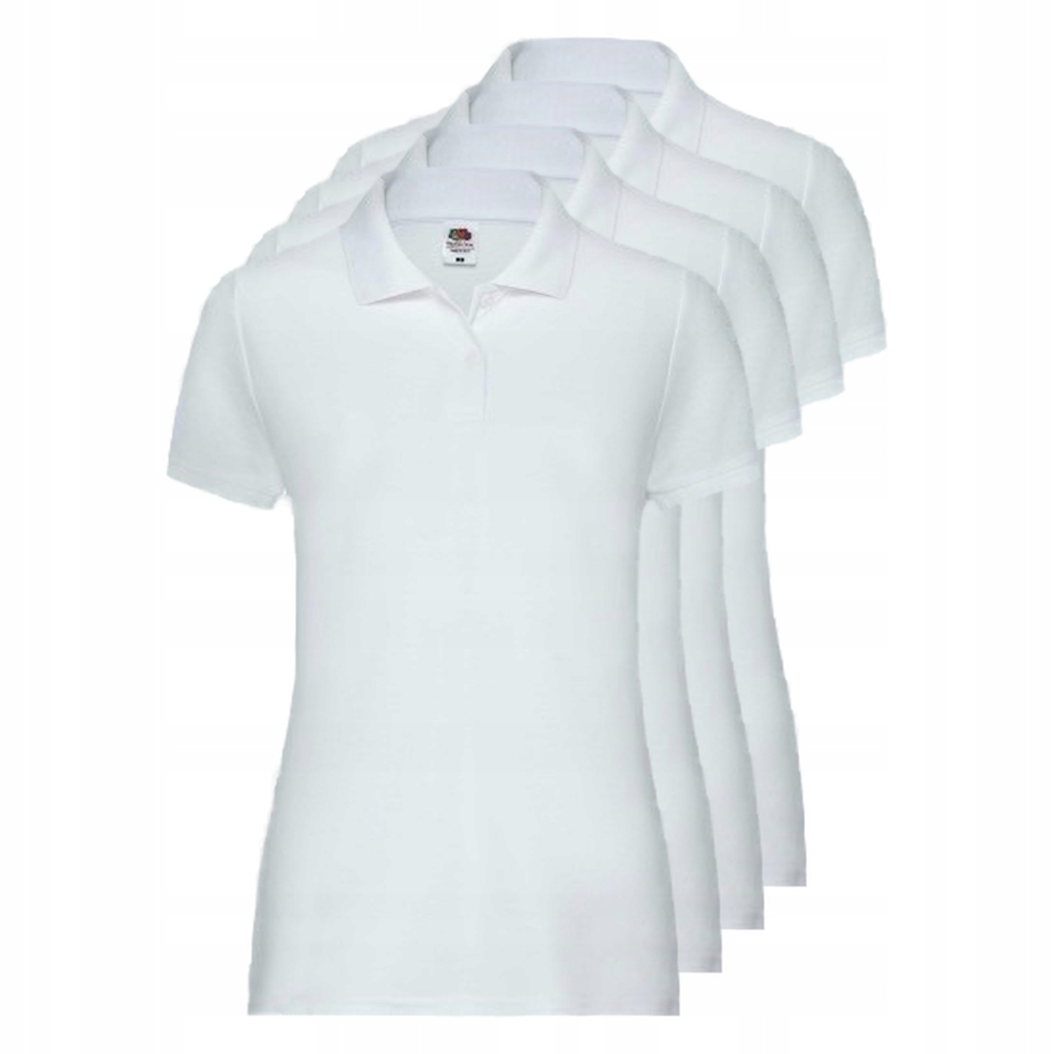 4x Tričko 65/35 Polo Fruit of the Loom Bílá S