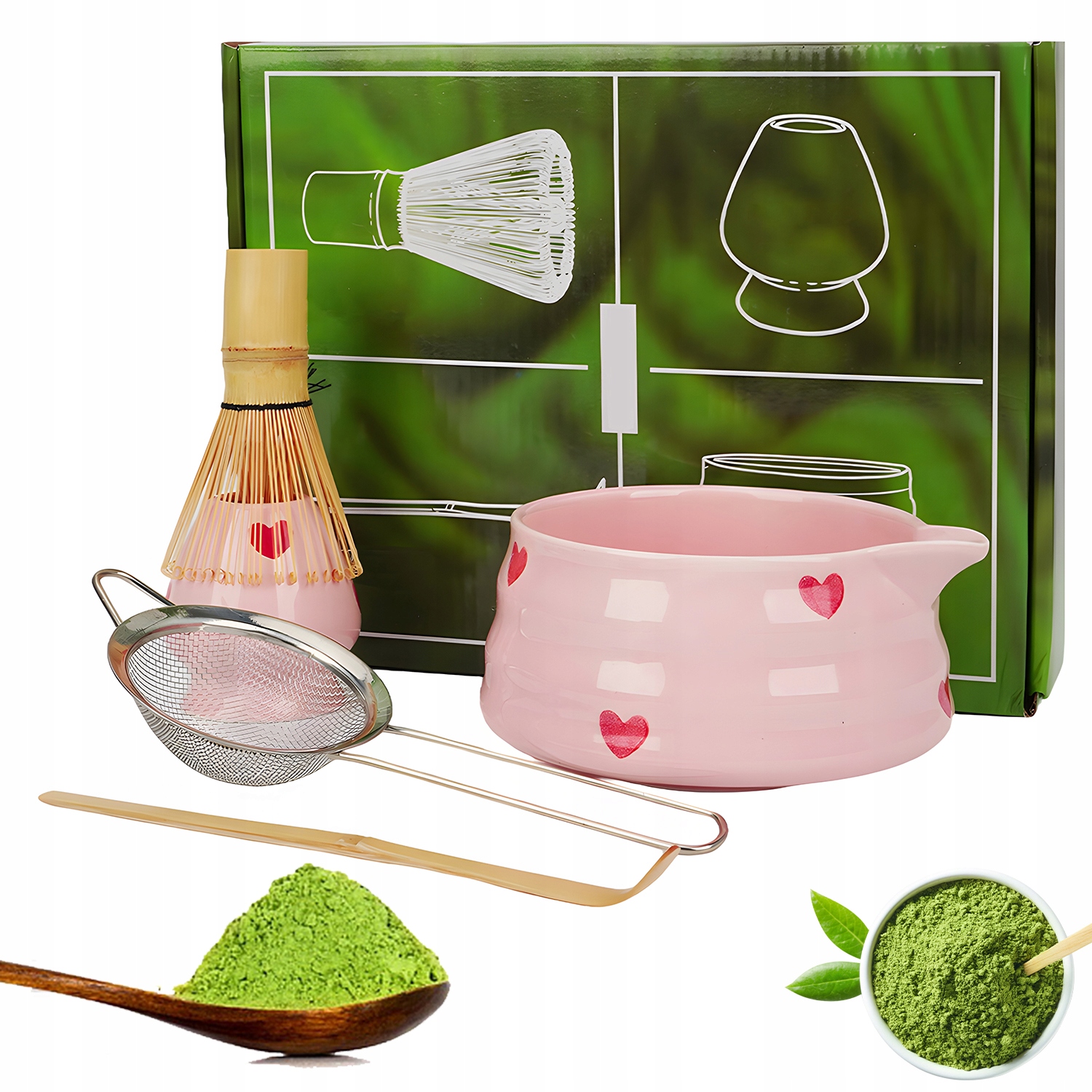 Levně Moderní Bambusová Sada Na Výrobu Matchy Miska Mixér Lžíce Stojan