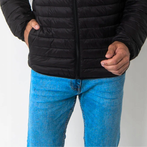 MĘSKA KURTKA JESIENNA SPORTOWA CZARNA PIKOWANA BEZ KAPTURA KIESZENIE L/XL Materiał dominujący nylon