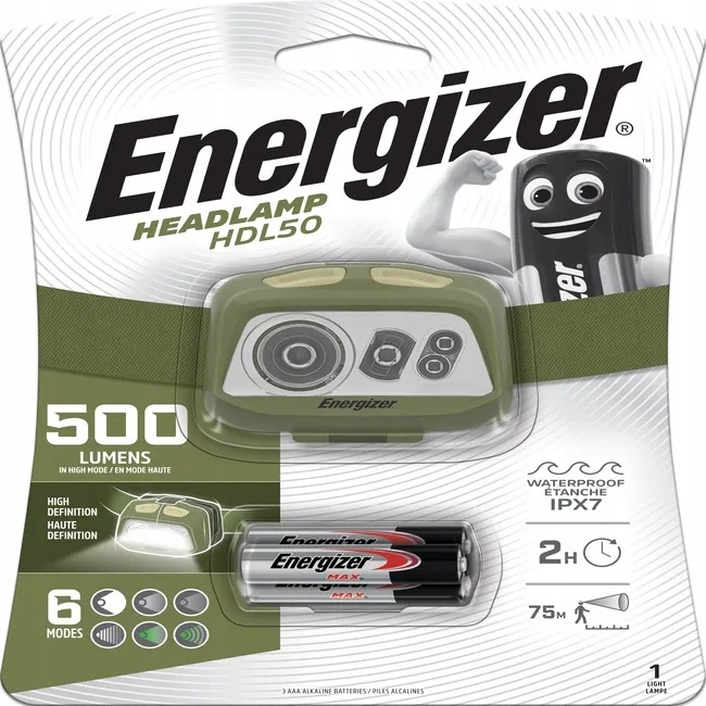 Latarka czołowa Energizer HDL50 High Cri 500 LM, zielona
