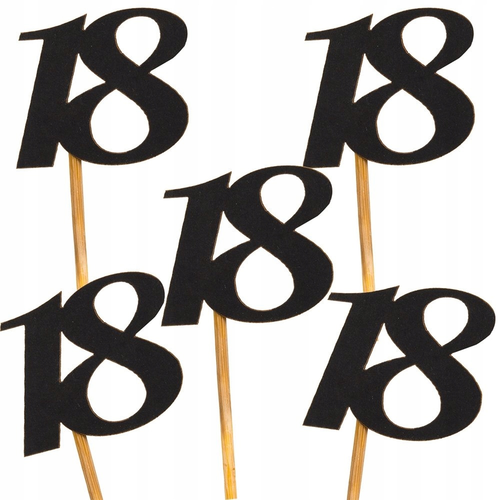 

Toppery Pikery 18 Urodziny Czarne 5sz dekoracja Cz