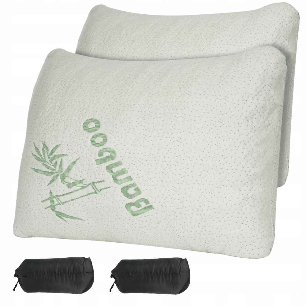 2xPolštář Memory Foam s vyjímatelným bambusovým vláknem, světle zelený