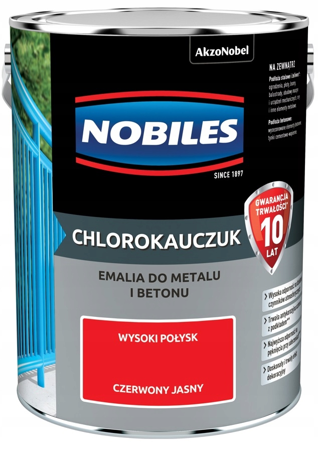 Farba Nobiles chlorokauczuk, czerwona jasna, 5l