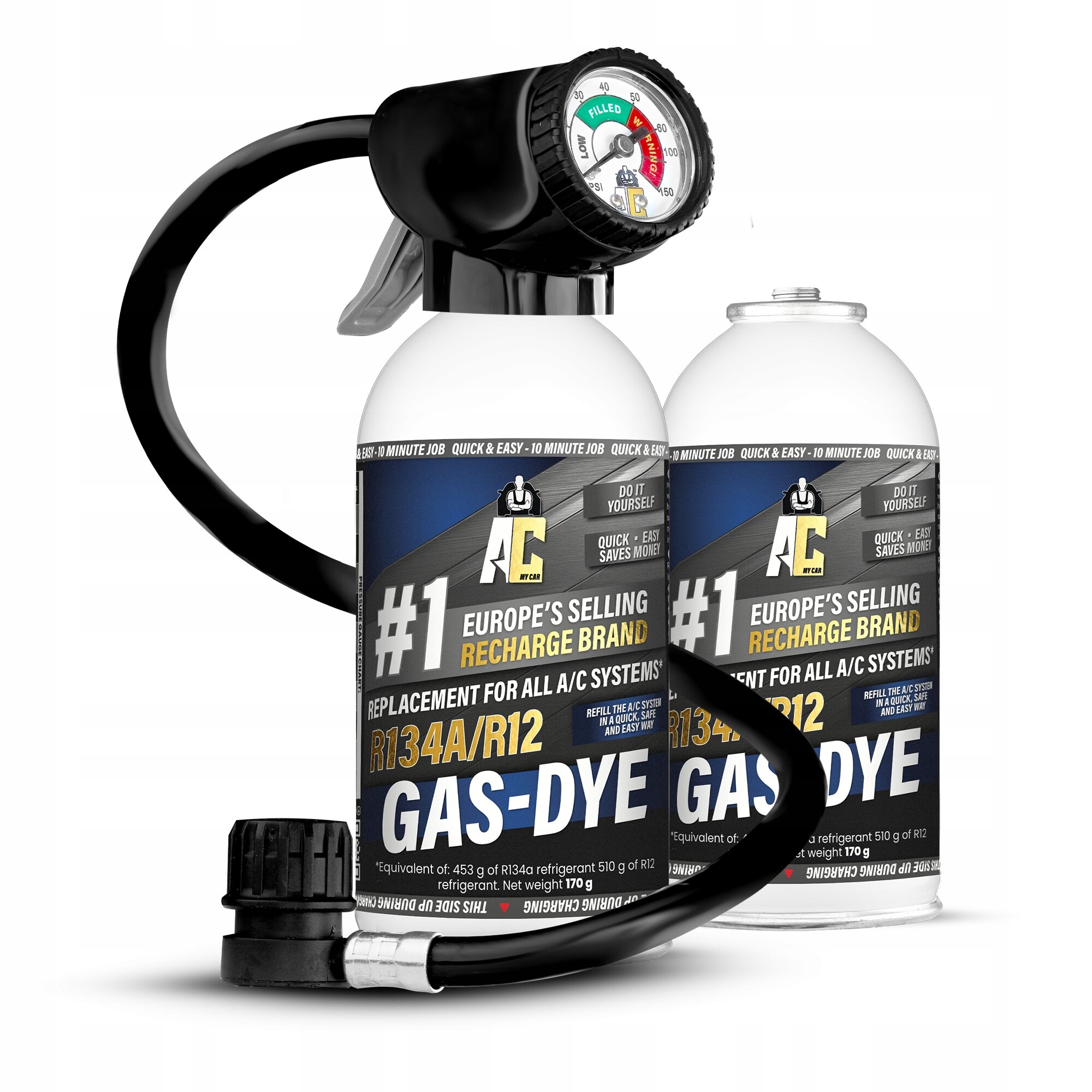 Pakiet do nabijania klimatyzacji ACMyCar 2xGas R134a przewód z manometrem