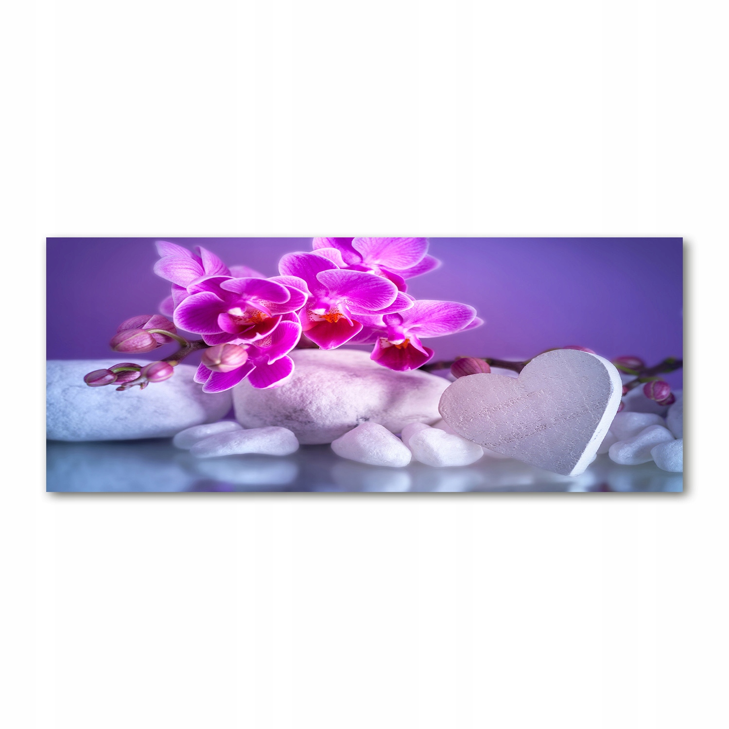 

Foto obraz szkło akryl Orchidea i serce 125x50 cm