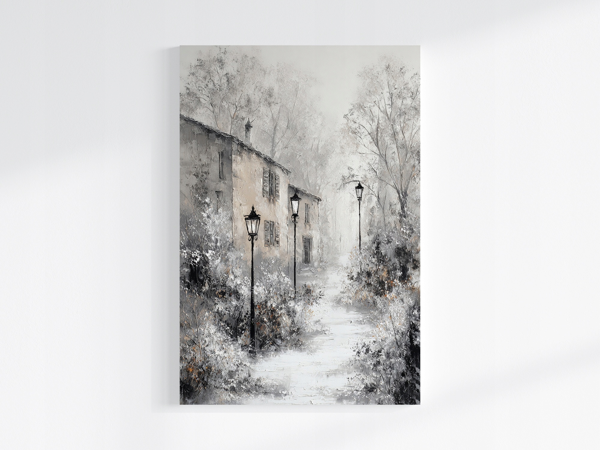 Obraz Na Plátně Canvas Krajina Městečko Ulička Aleja Zima Sníh 80x120