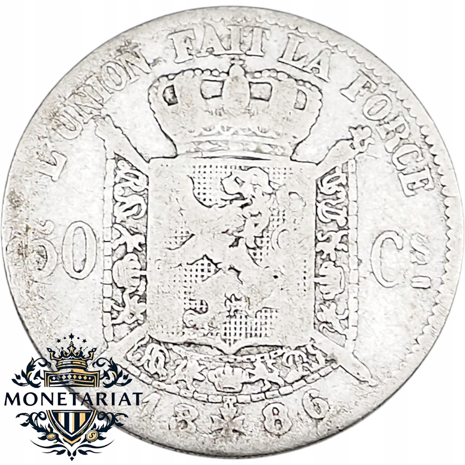 50 CENTYMÓW 1886 BELGES - BELGIA - RZADKA