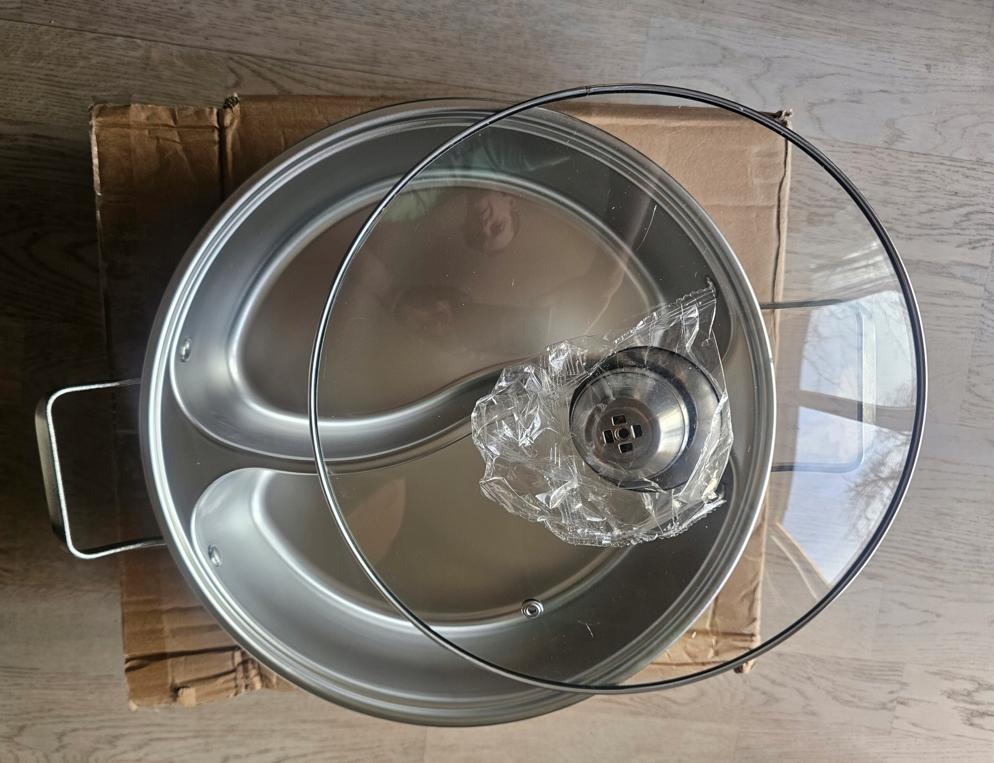 Chiński Garnek Fondue Hot Pot Dzielony Średnica 32cm Stal Nierdzewna