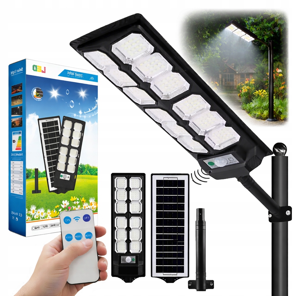 Lampa Solarna Zewnętrzna Led Uliczna Z Czujnikiem Ruchu I Zmierzchu 3000W