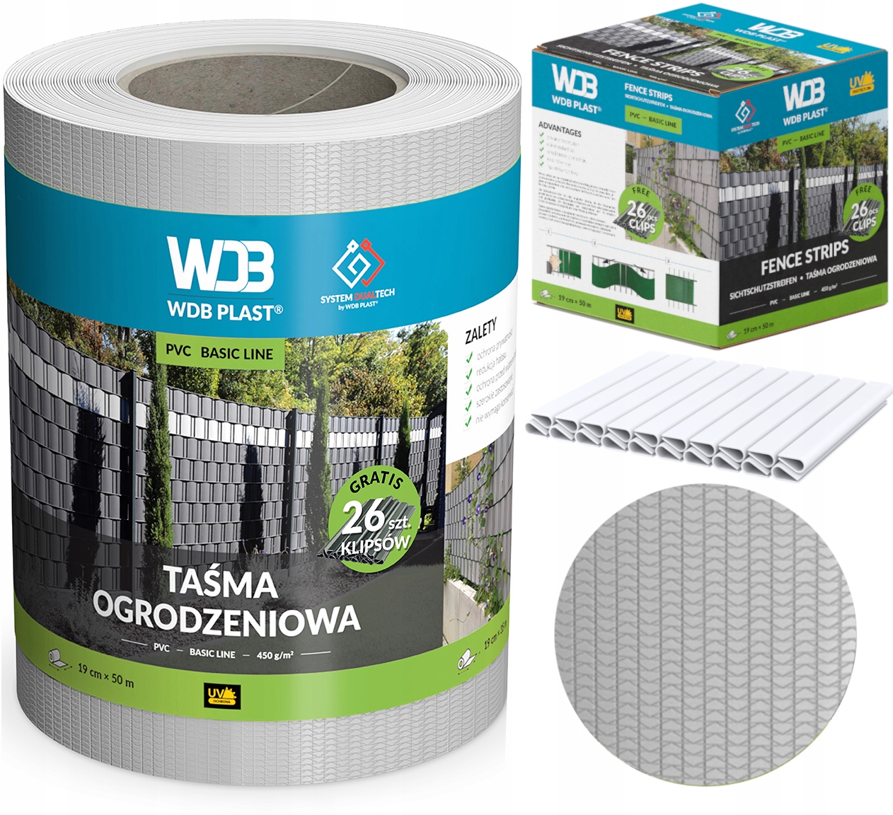 Taśma Ogrodzeniowa Biała 19cm 50m Osłona Na Ogrodzenia Panelowe Płot Uv+