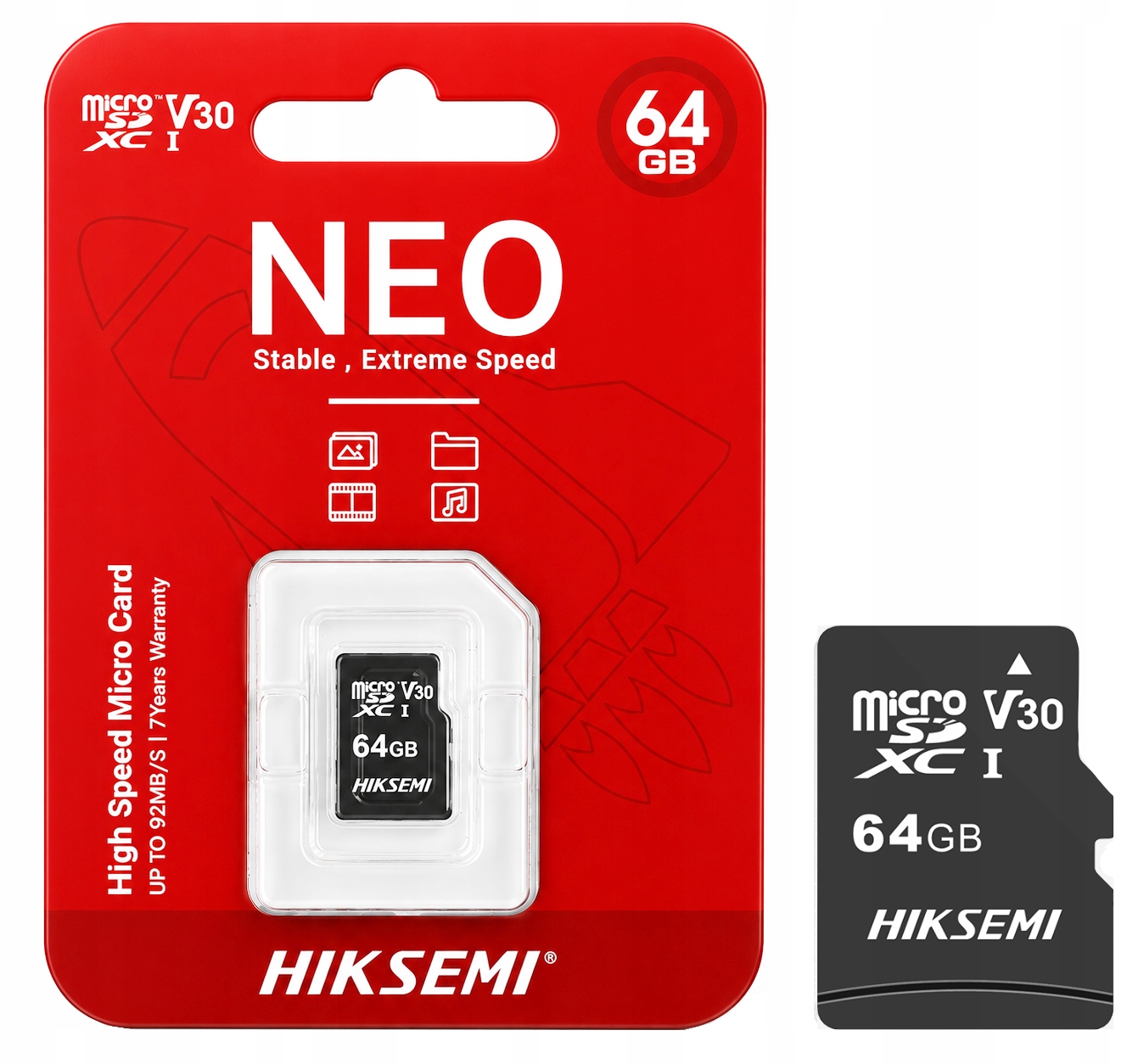 Karta pamięci 64GB microSD Hikvision Sdxc 92Mbps do kamer