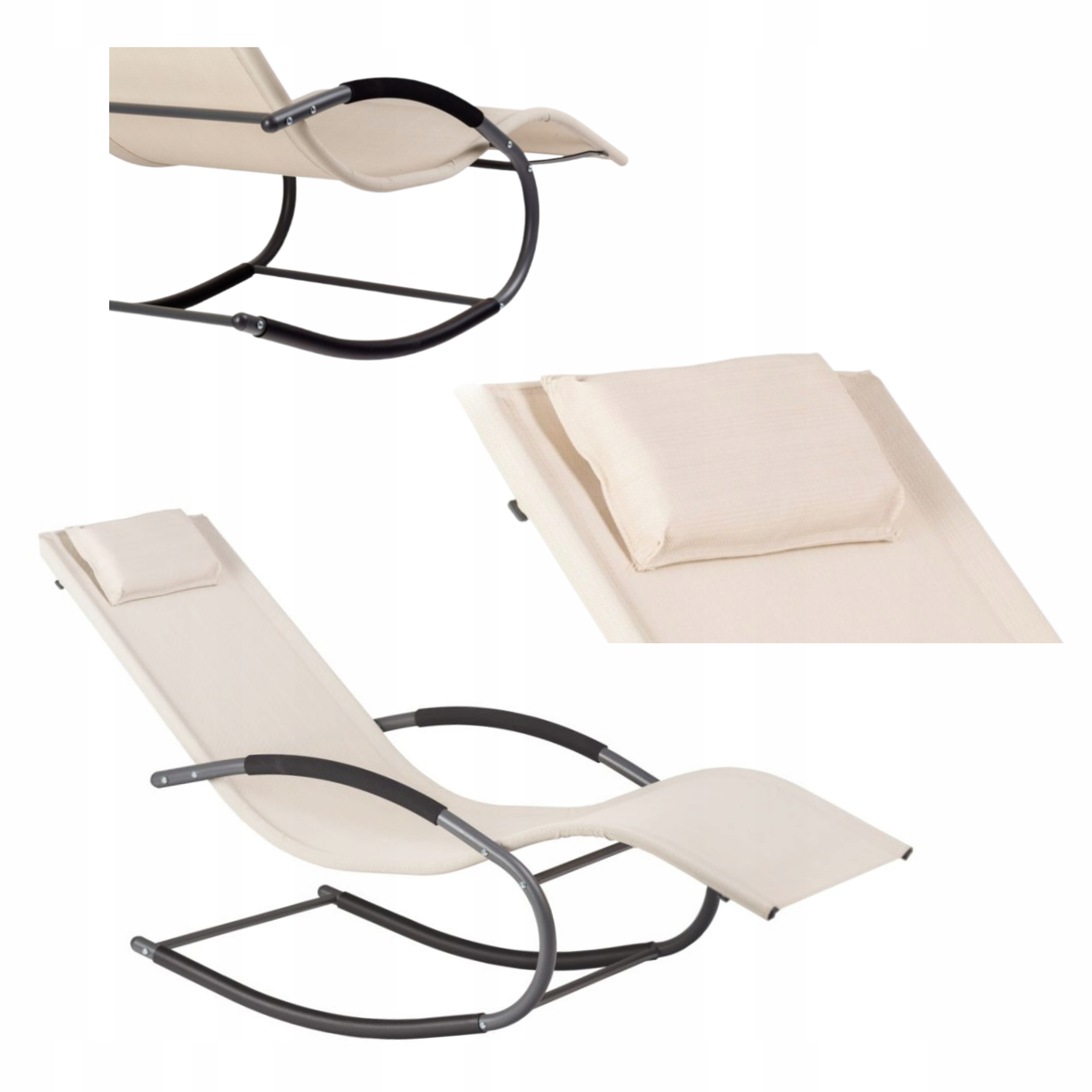 Leżak Ogrodowy Leżanka Fotel Bujany Beżowy Taras Komfort Relaks Multigarden