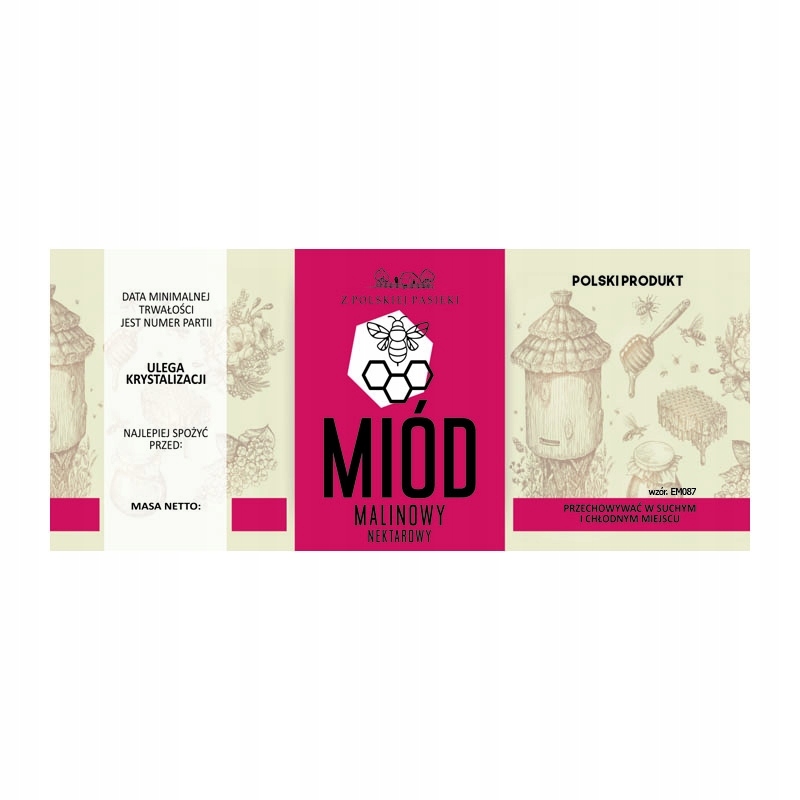 

Etykieta na miód Malinowy EM087 małe