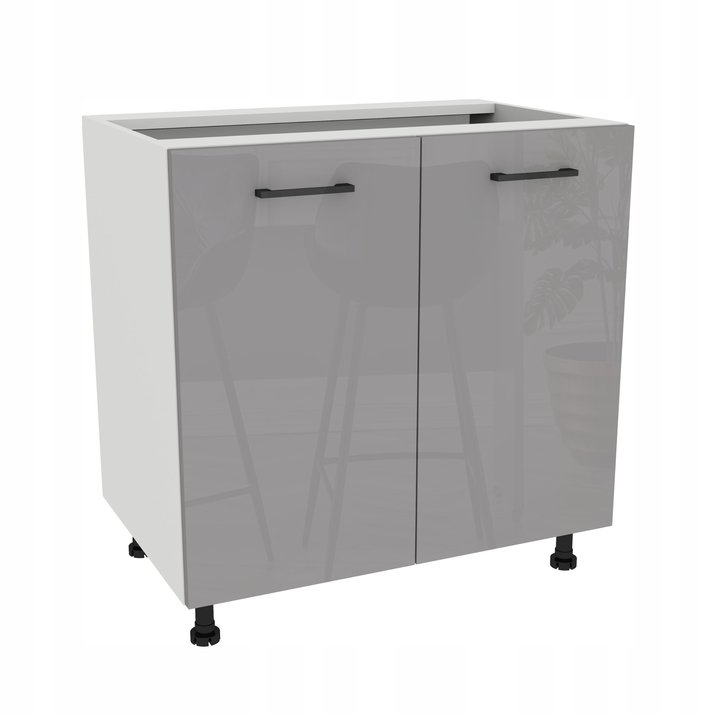 Spodná kuchynská skrinka 80 Capri korpus Biela predná časť Šedá Akryl Lesk