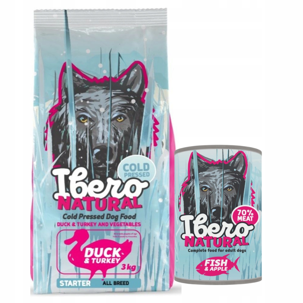 Levně Balíček pro štěňata Ibero Puppy Duck & Turkey 3 kg Fish & Apple 400 g