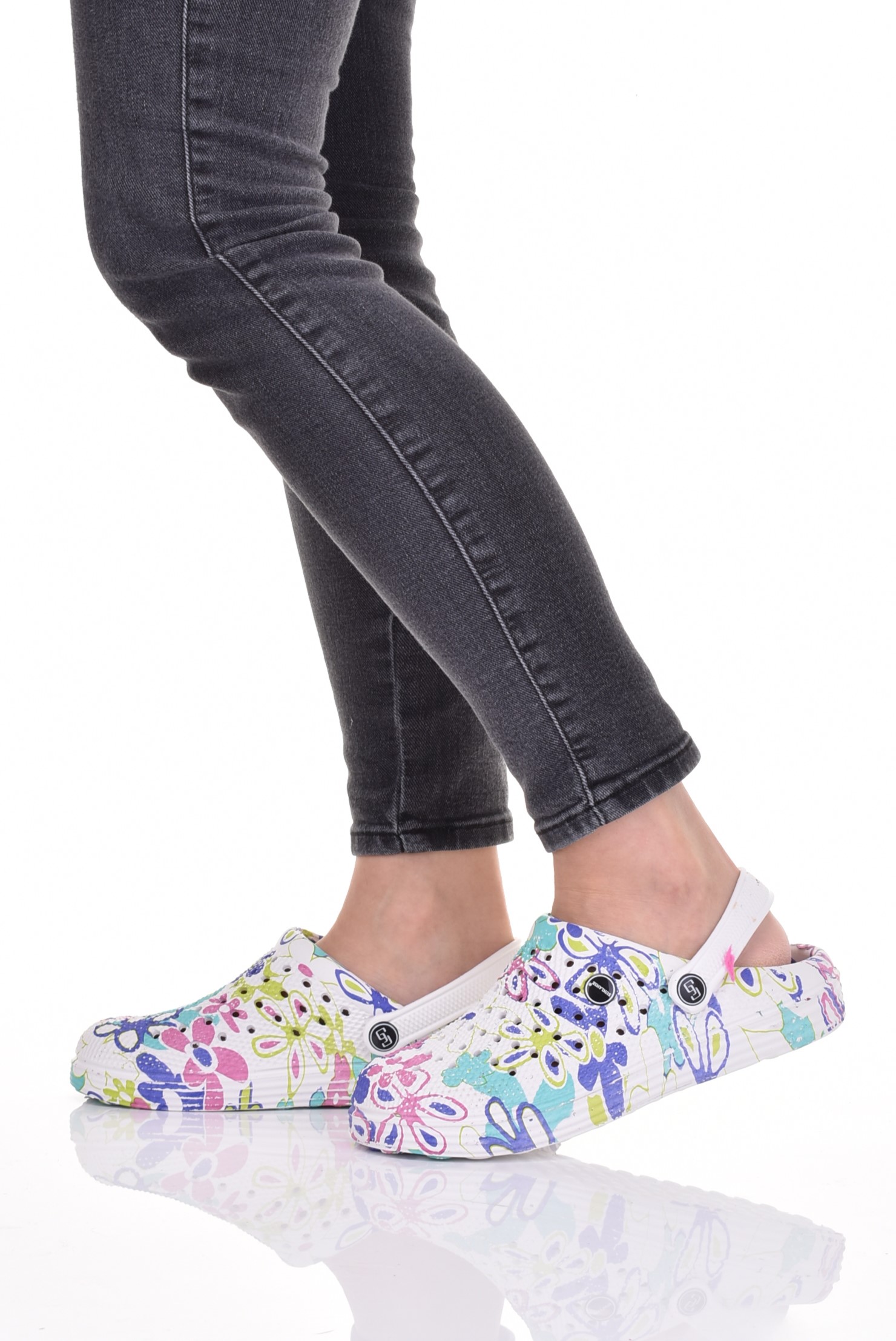 WYGODNE DAMSKIE KLAPKI Z PIANKI CHODAKI Z ZAPIĘTKIEM PRZEWIEWNE FLORAL Rozmiar 39