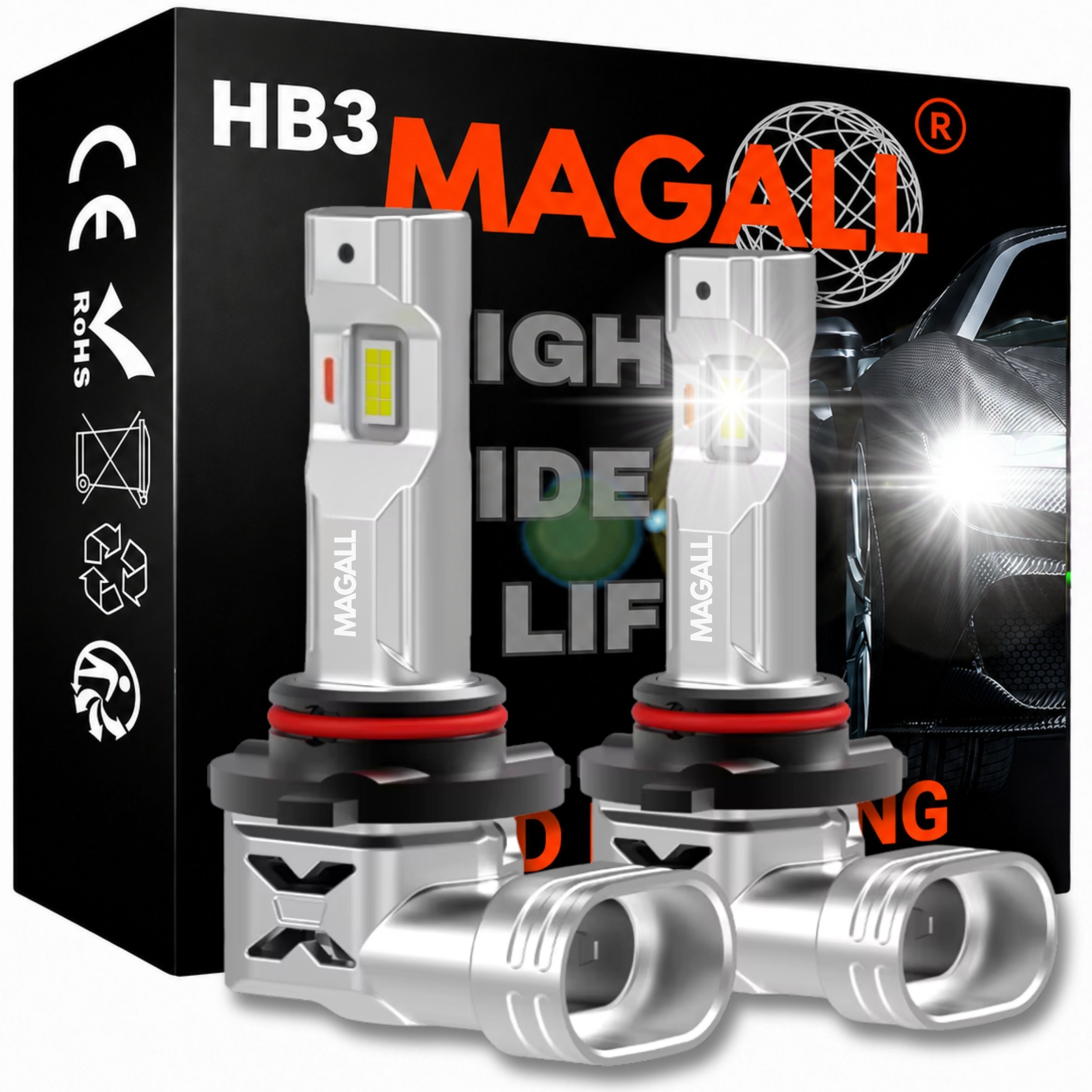 Led Žárovky HB3 Magall X Pro 1 Do 1 Bílé Světlo 5500K 70W 12V 16000 LM