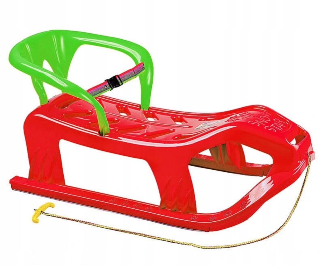 Sanki dwuosobowe plastikowe z oparciem Czerwone tradycyjne Marmat Snow Star