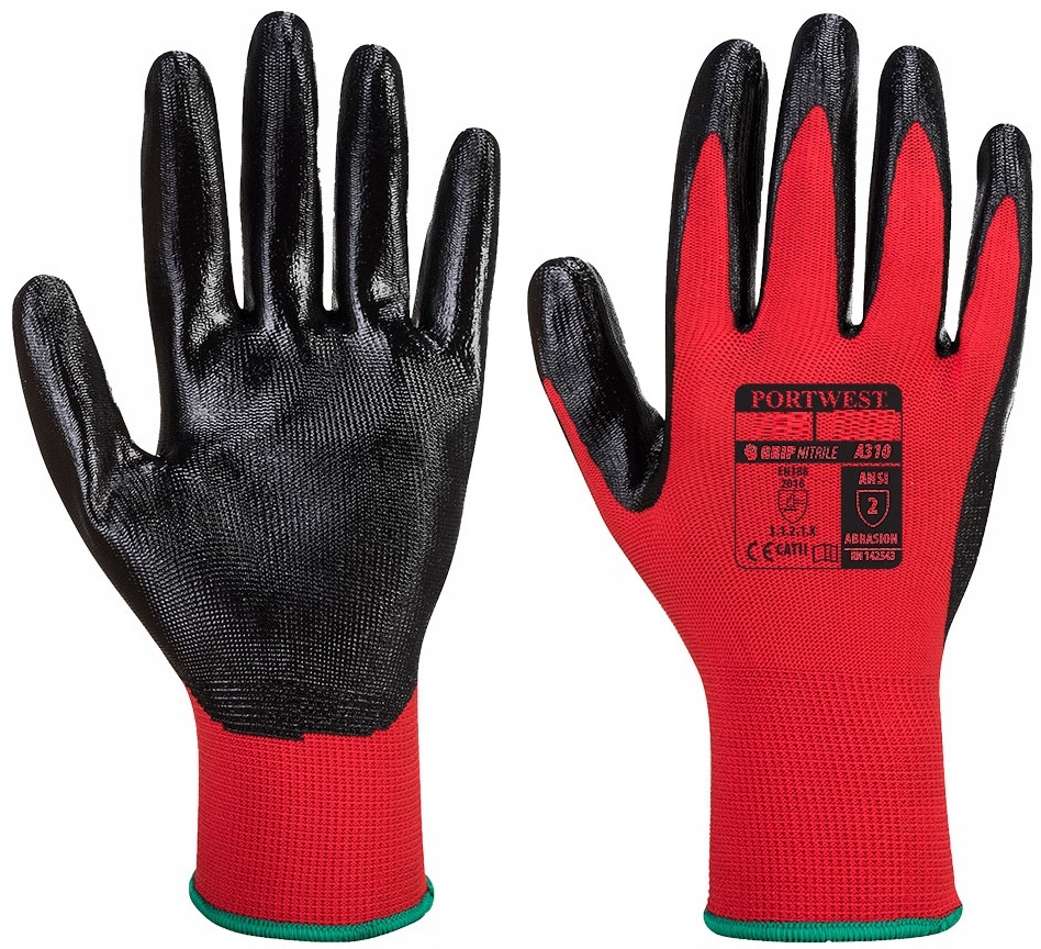 MOCNE RĘKAWICE ROBOCZE MĘSKIE POWLEKANE DO PRACY BHP OCHRONNE NITRYLOWE