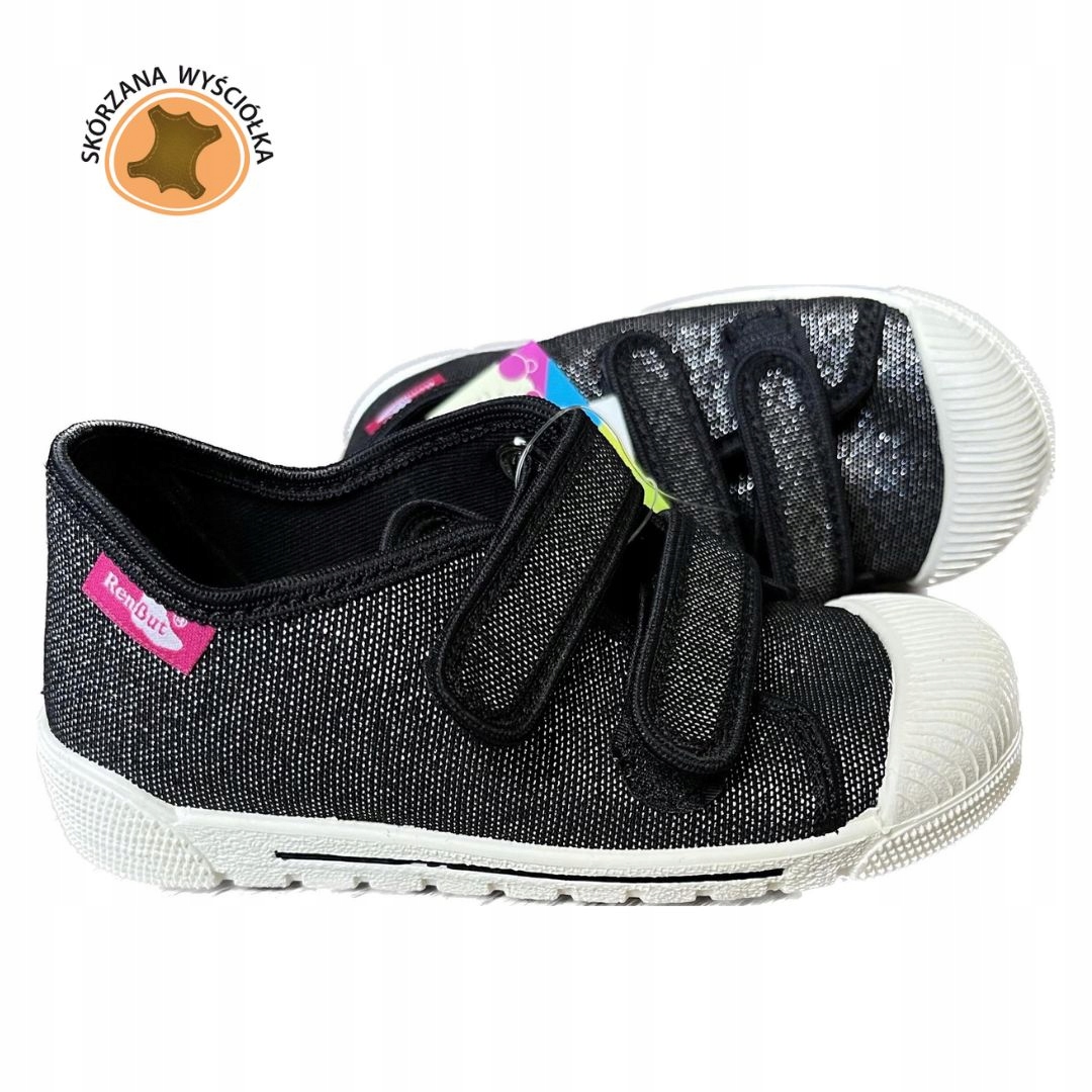 trampki REN BUT czarny brokat skórzana wkładka r24