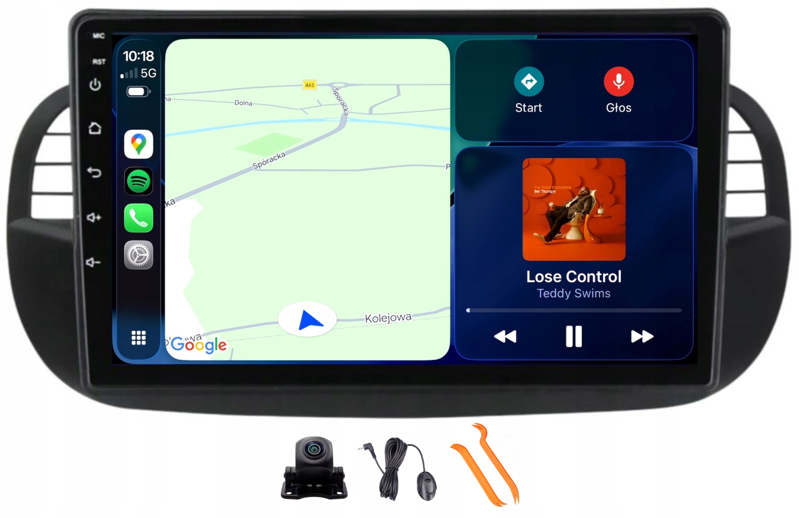 Radio Android Nawigacja VQ230 Qled Carplay Lte Gps Dspfiat 500 07-15