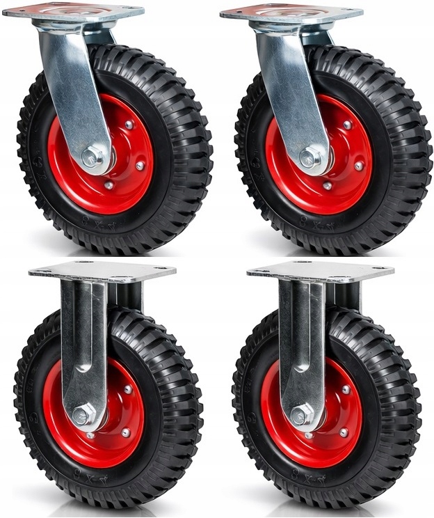 Plná kola 2 otočná a 2 pevná fi 200 kolo, 940 KG/4 kolečka pro vozík pozink