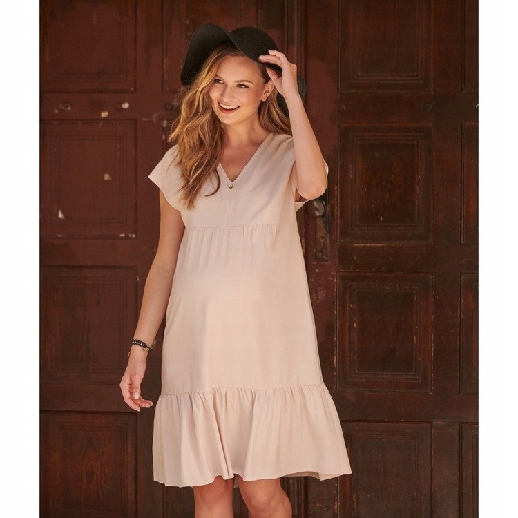 elegantní bavlněné těhotenské Šaty Lelez 9fashion pudrová růžová pro maminky