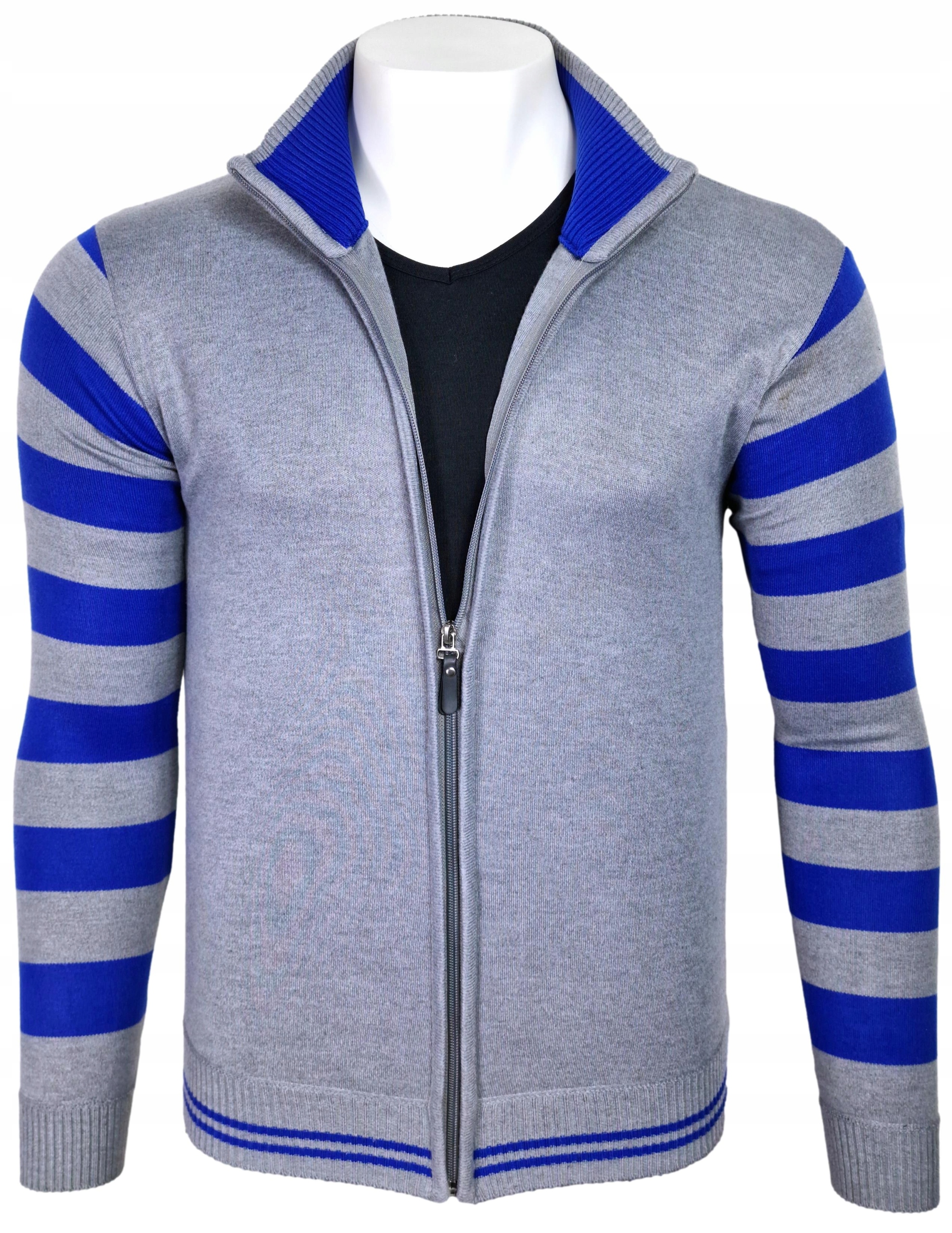 SWETER MĘSKI ROZPINANY PÓŁGOLF W PASKI _ R11 r. XL