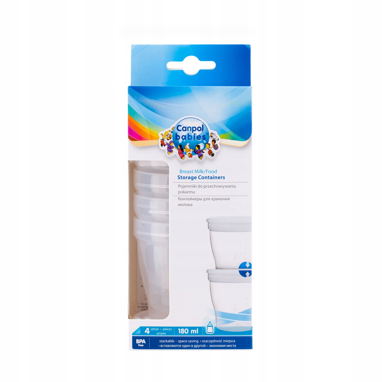 CANPOL POJEMNIKI NA POKARM Z POKRYWKĄ 180ml 4szt Kod producenta 12/204