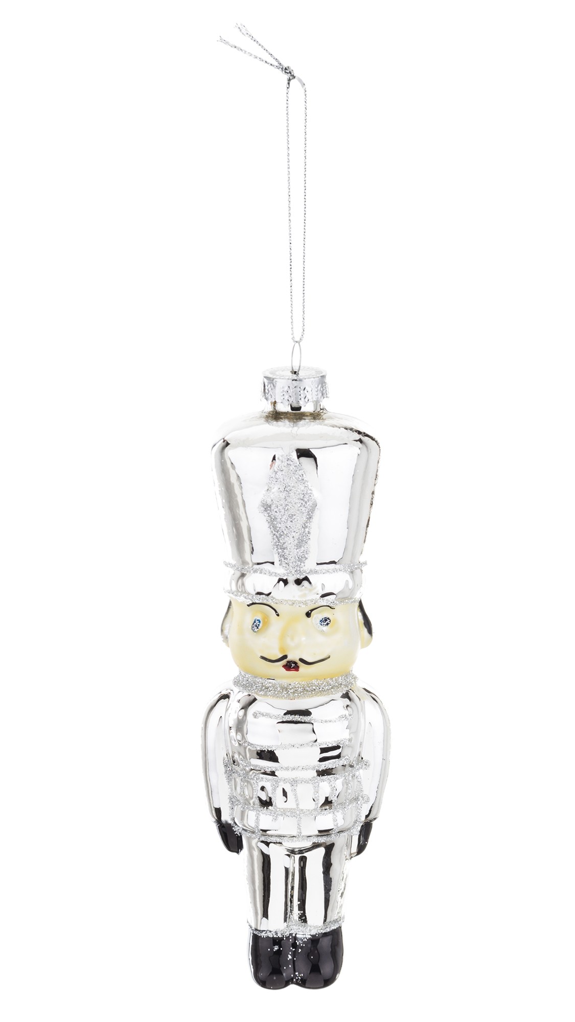 SZKLANA BOMBKA CHOINKĘ DZIADEK DO ORZECHÓW SREBRNA