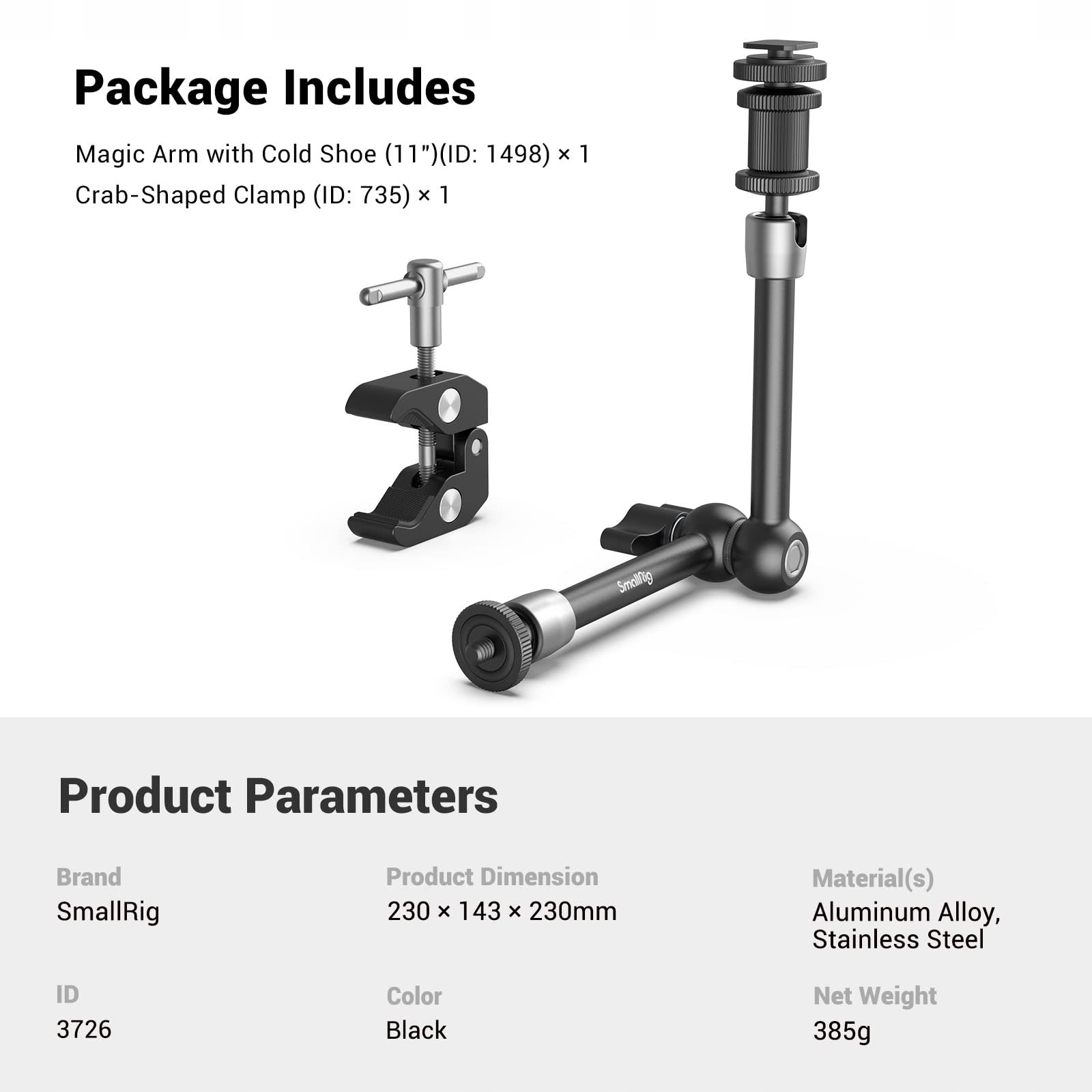 SMALLRIG Super Clamp i Magic Arm 11 cali do Monitora LED Mikrofonu — miniatura 6