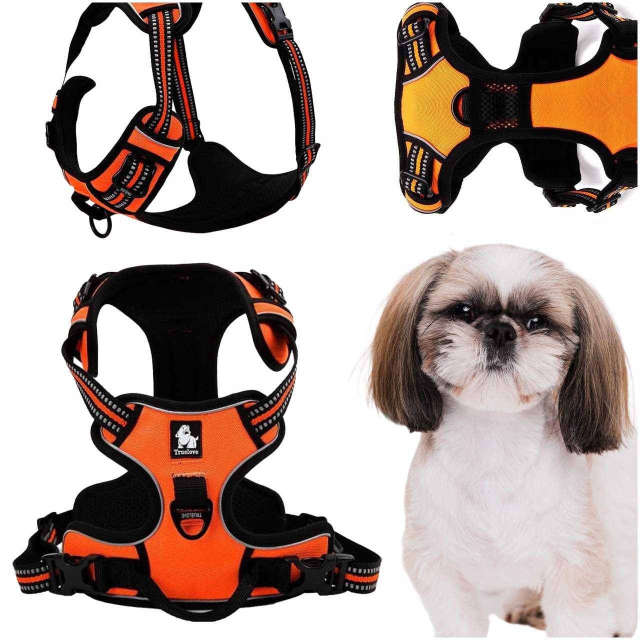Levně Postroj Pro Psa Truelove Easy Walk Silný Odolný Reflexní Oranžový Xs