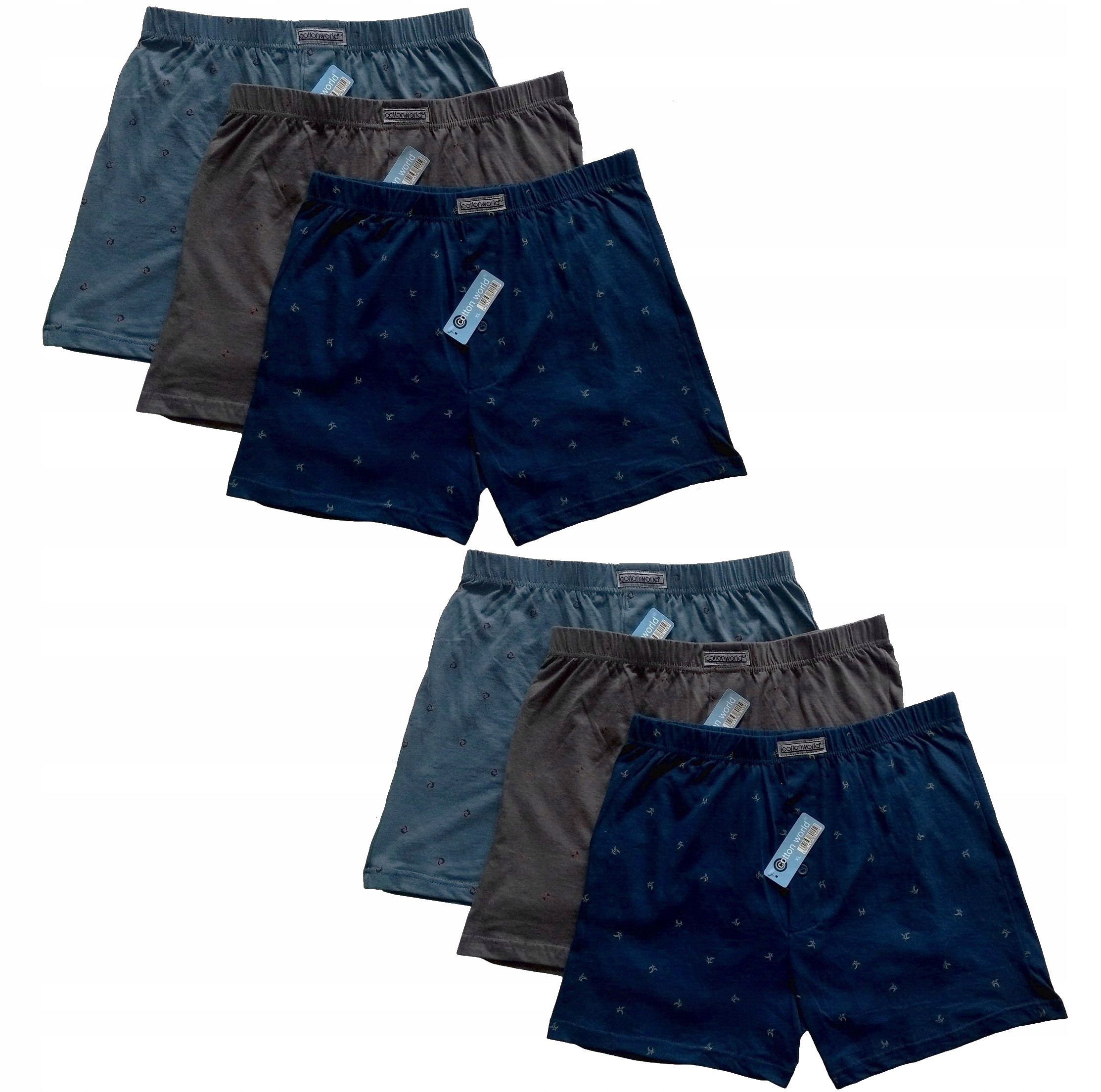 

6 Par! Bokserki Cotton World majtki Bawełna tu- XL