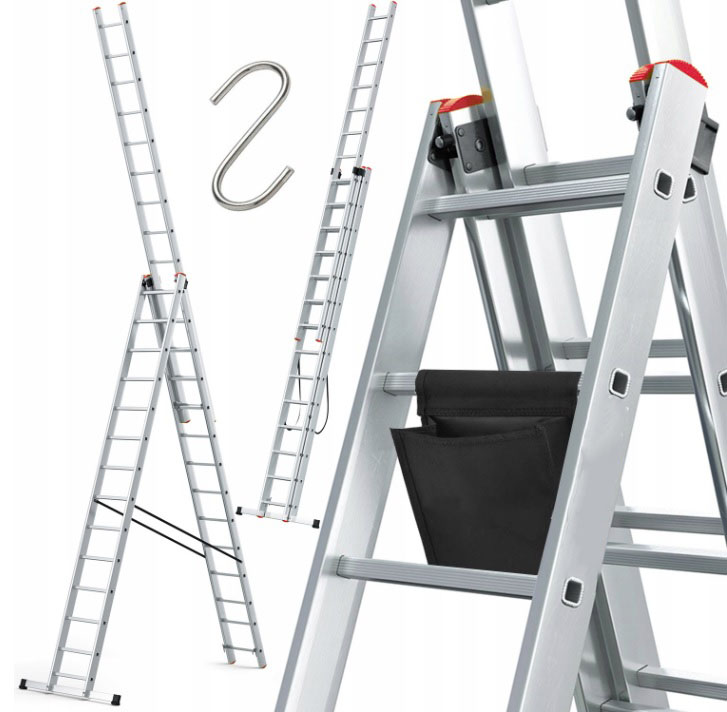 Drabina aluminiowa wielofunkcyjna 3x14 HIGHER na schody PRO + GRATIS — 15
