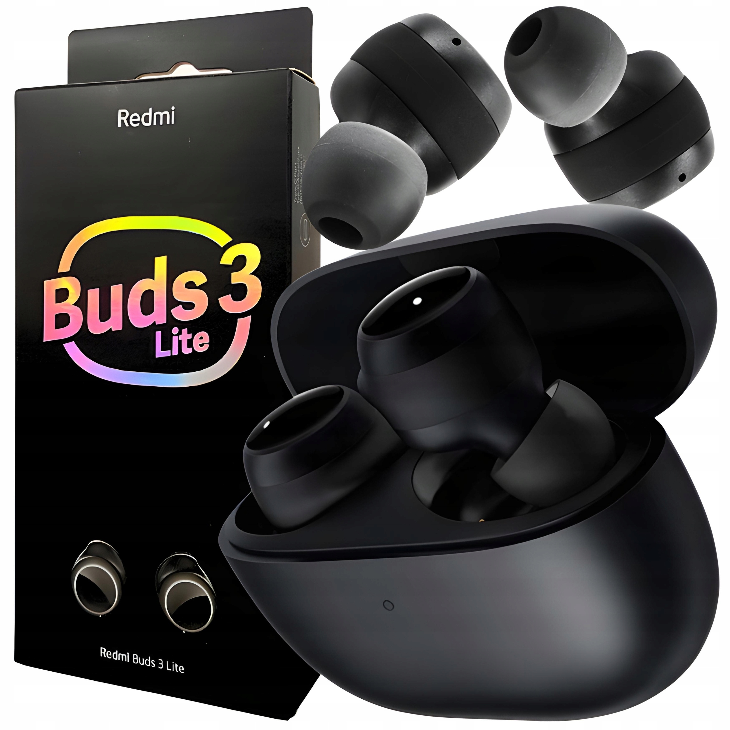 SŁUCHAWKI BEZPRZEWODOWE XIAOMI REDMI BUDS 3 LITE YOUTH EDITION CZARNE ETUI