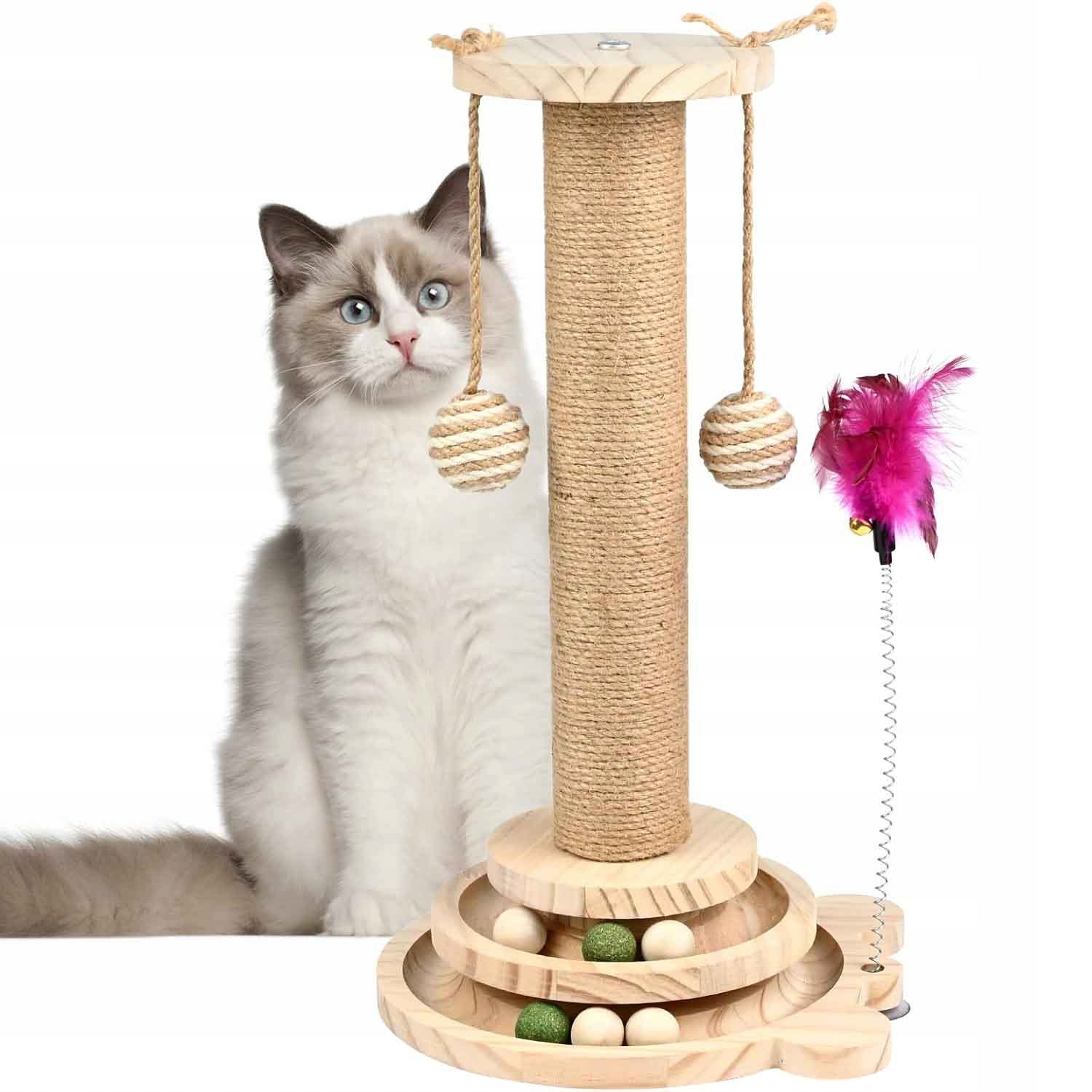 Levně Škrabadlo Pro Kočky Stěna Hračka Věž S Míčem Koťátko Hračka