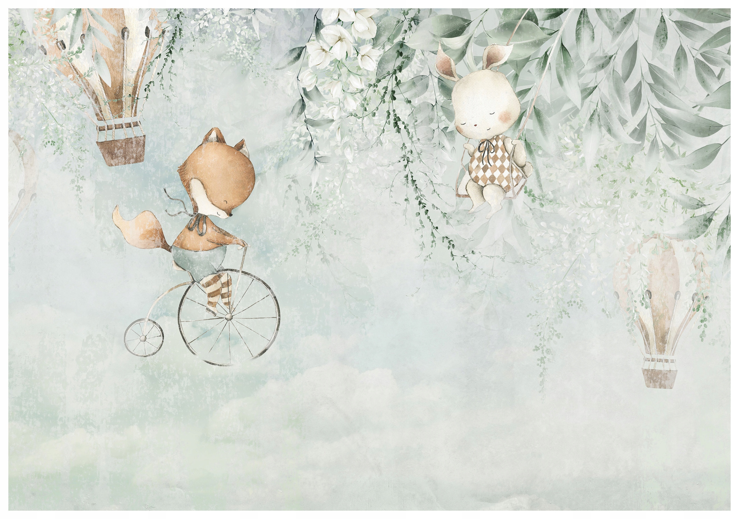 Fototapeta Lisek na bicykli s vinylovým zajacom 416x290 rozprávkové dobrodružstvá lepidlo
