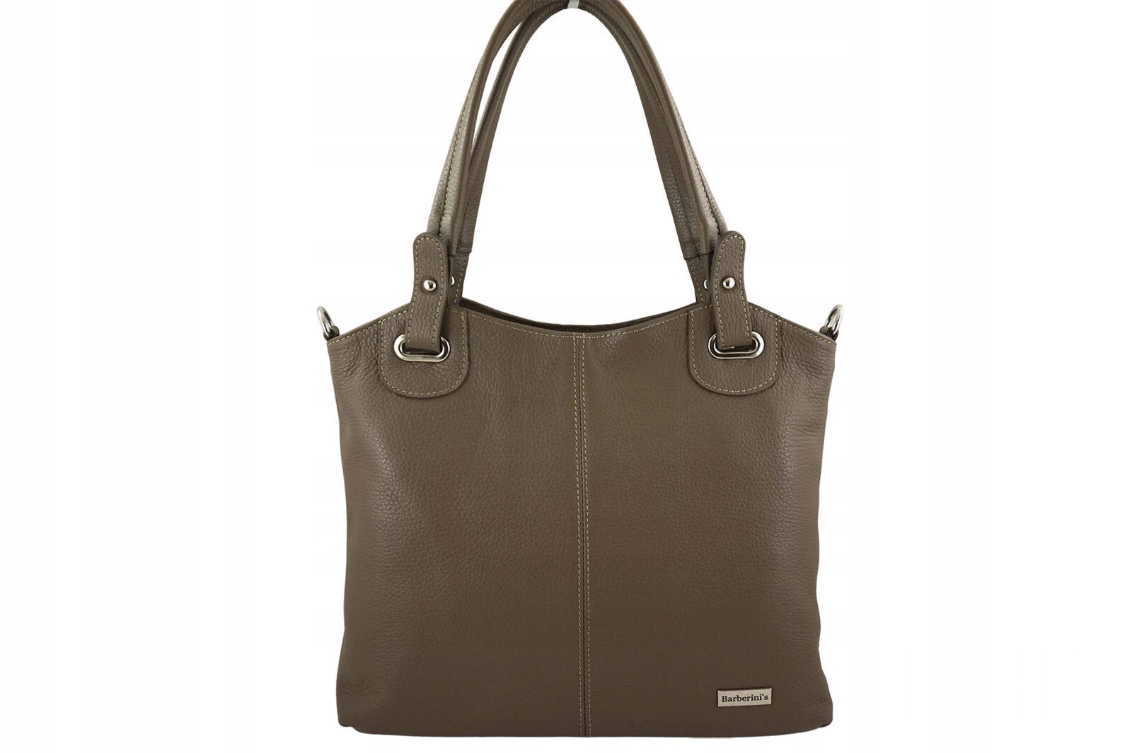 Velká dámská kožená kabelka Shopper A4 pro každý den Tmavě béžová