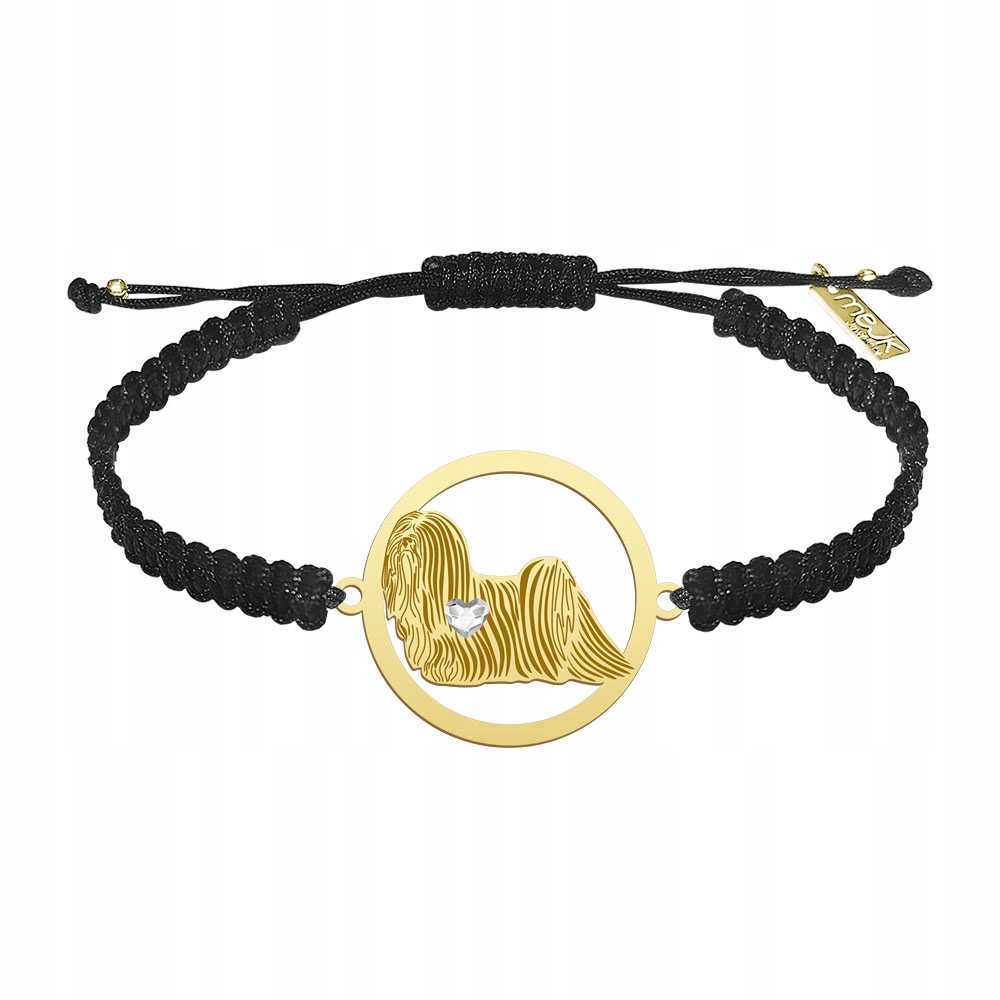 Zlatý náramek Lhasa Apso 925 Makramé Šperky Dárek Gravírování Bonus